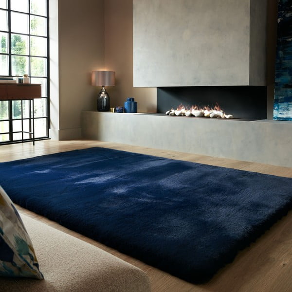 Sintetinė oda ir kailis tamsiai mėlynos spalvos 200x290 cm Ivy Luxury Fur – Flair Rugs-image-1
