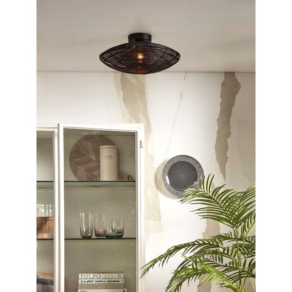 Lubinis šviestuvas juodos spalvos ø 40 cm su rotango gaubtu Tanami – Good&Mojo-image-3