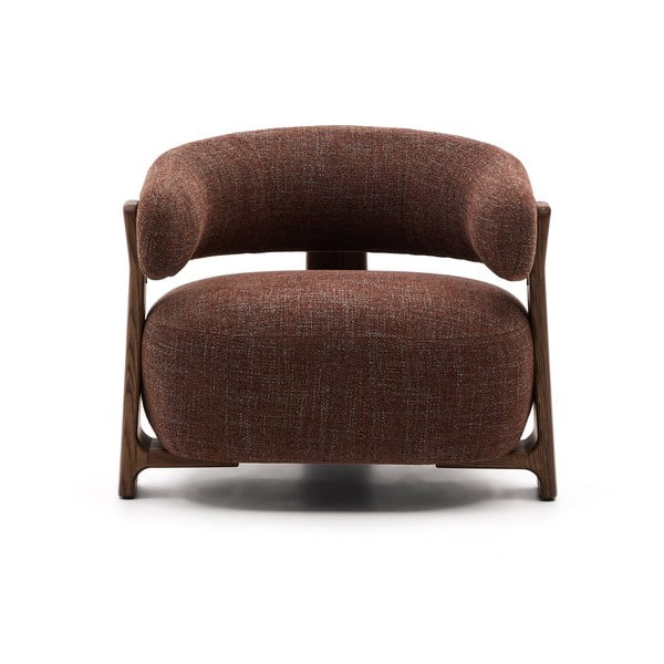 Rudos spalvos iš šenilinio audinio krėslas Granite – Kave Home-image-2