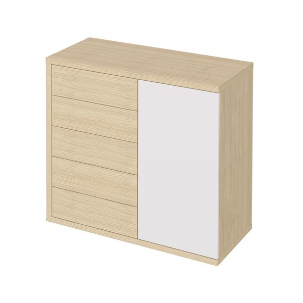 Balta žema ąžuolo dekoro komoda 113x113 cm Hugo - TemaHome-image-2