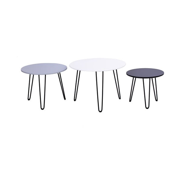 3 šoninių staliukų rinkinys Bonami Selection Fabio White-image-2