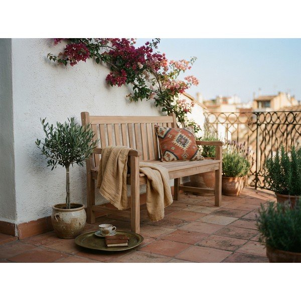 Natūralios spalvos medžio masyvo sodo suoliukas Solo – Garden Pleasure-image-1