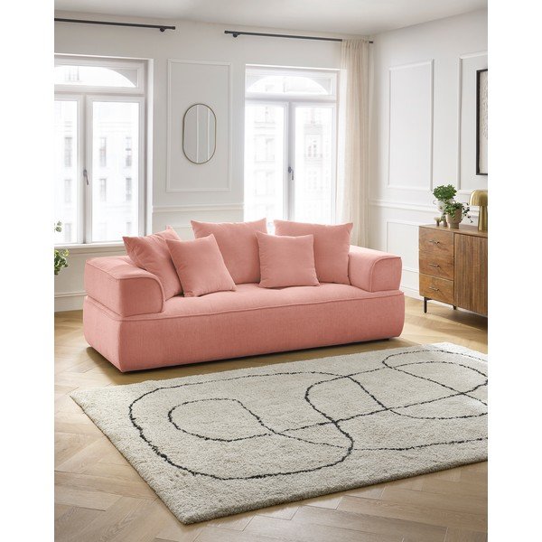 Rožinės spalvos iš šenilinio audinio sofa 237 cm Whesley – Bobochic Paris-image-1
