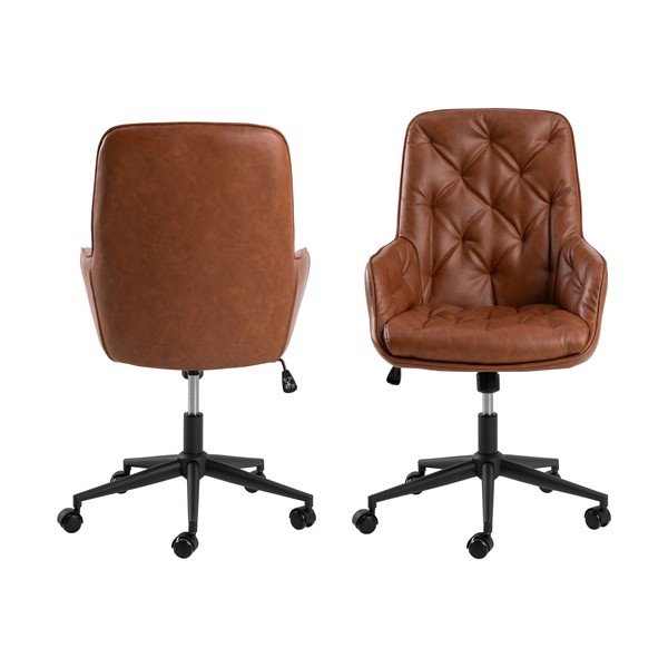 Iš dirbtinės odos biuro kėdė konjako rudos spalvos Erik – Actona-image-3