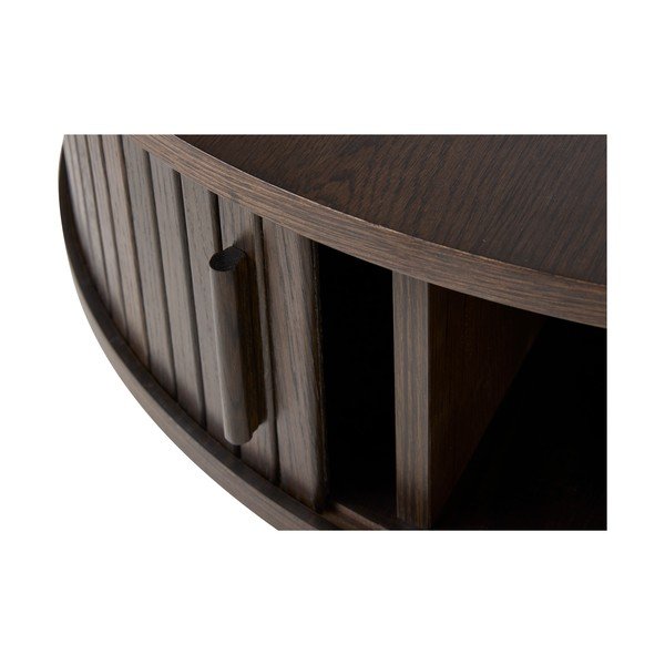 Tamsios natūralios spalvos apvalios formos kavos staliukas iš ąžuolo ø 85 cm Meta – Unique Furniture-image-4