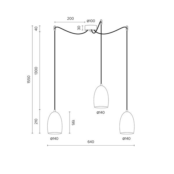 Baltas trijų šakų pakabinamas šviestuvas Sotto Luce Ume Elementary Matte, ⌀ 14 cm-image-4