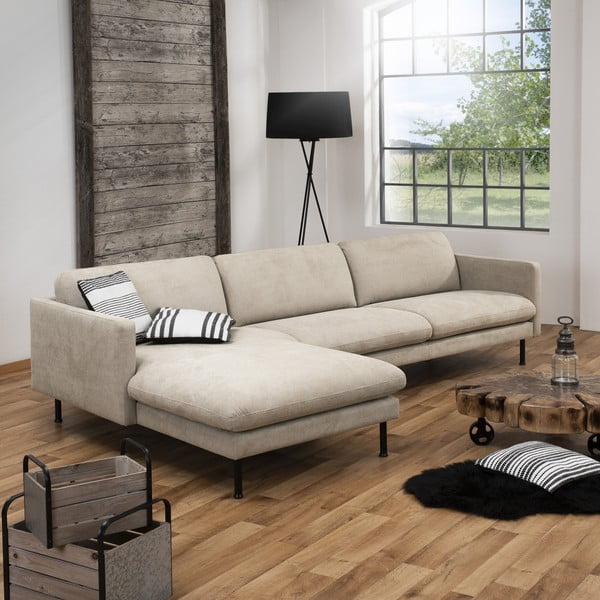 Smėlio spalvos kampinė sofa Max Winzer Nathan, kairysis kampas-image-1