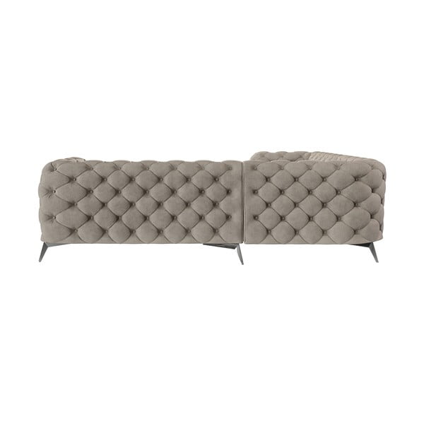 Pilkai smėlinės spalvos iš velveto kampinė sofa Chelsea – Ropez-image-3