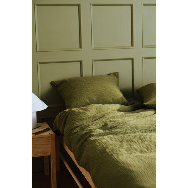 Khaki spalvos iš muslino viengulė patalynė 140x200 cm Amilia – Jotex-image-1