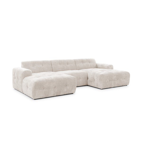 Kreminės spalvos kampinė sofa („U“ formos/su gultu) Melva – Ropez