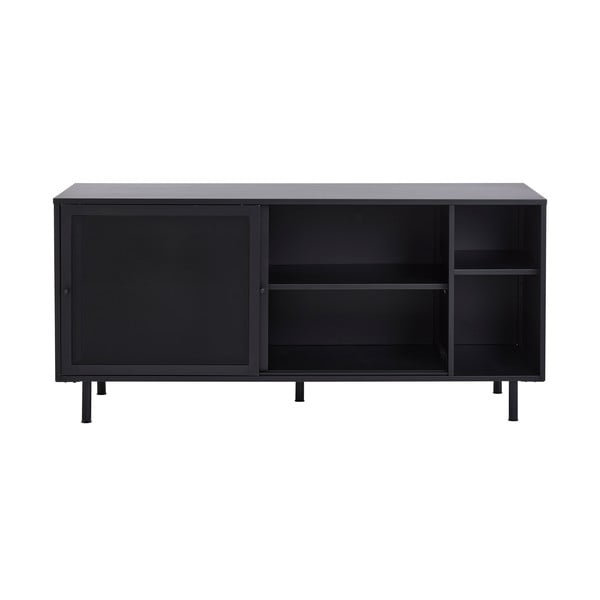 Iš metalo šoninė spintelė juodos spalvos su stumdomomis durimis 160x75x46 cm Veep – Unique Furniture-image-1