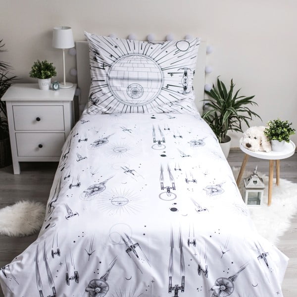 Viengulė vaikiška patalynė iš medvilnės su žėrinčiu efektu 140x200 cm Star Wars – Jerry Fabrics-image-4