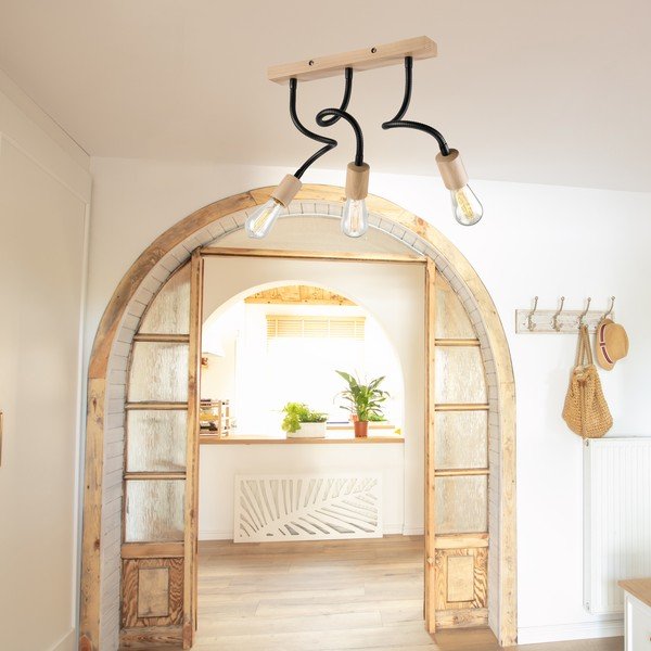 Juodas/natūralus lubinis šviestuvas - LAMKUR-image-1