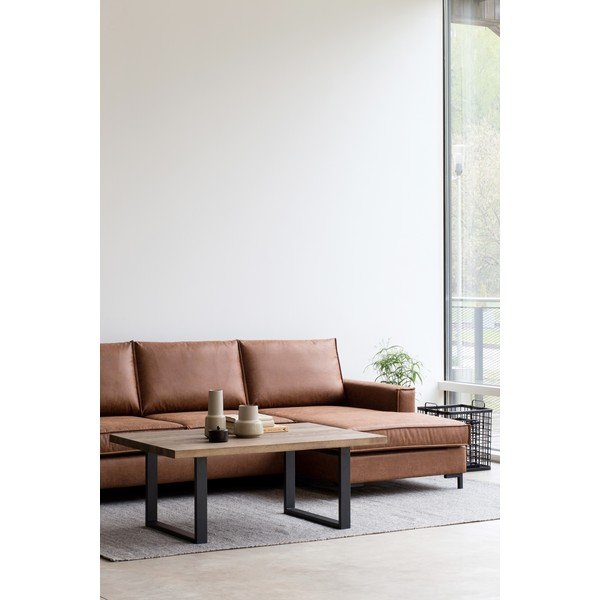 Rudos spalvos kampinė sofa-lova iš dirbtinės odos Scandic Copenhagen, dešinysis kampas-image-1