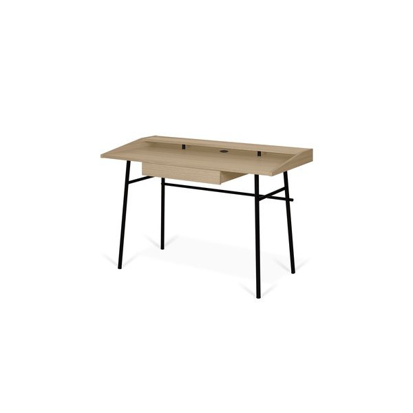 Rašomasis stalas su ąžuoliniu stalviršiu ir juodomis kojomis TemaHome Ply, 120 x 81 cm-image-3