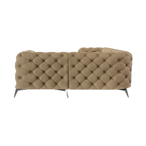 Šviesiai rudos spalvos iš velveto kampinė sofa (su dešiniuoju kampu/„L“ formos) Chelsea – Ropez-image-2