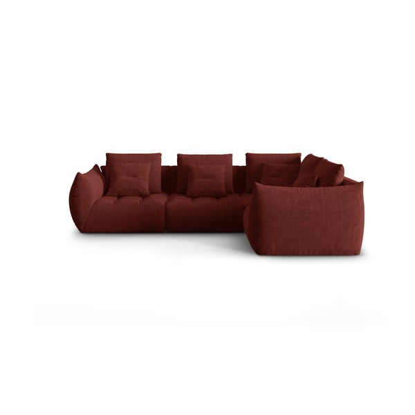 Kampinė sofa raudonos spalvos (su dešiniuoju kampu/„L“ formos) Bloom – Micadoni Home