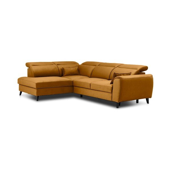 Geltonos spalvos iš velveto sulankstoma/su sandėliavimo vieta kampinė sofa (su kairiuoju kampu/„L“ formos) Noble – ELTAP-image-2