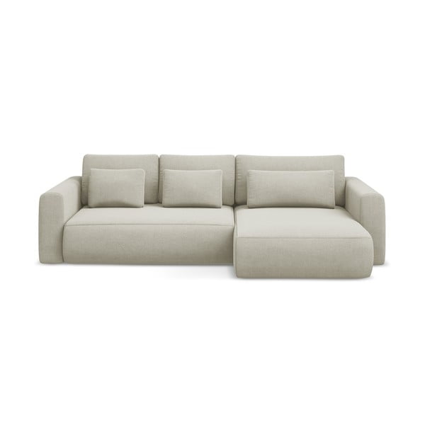 Smėlio spalvos sulankstoma/su sandėliavimo vieta kampinė sofa (su dešiniuoju kampu/su gultu) Kapua – Makamii
