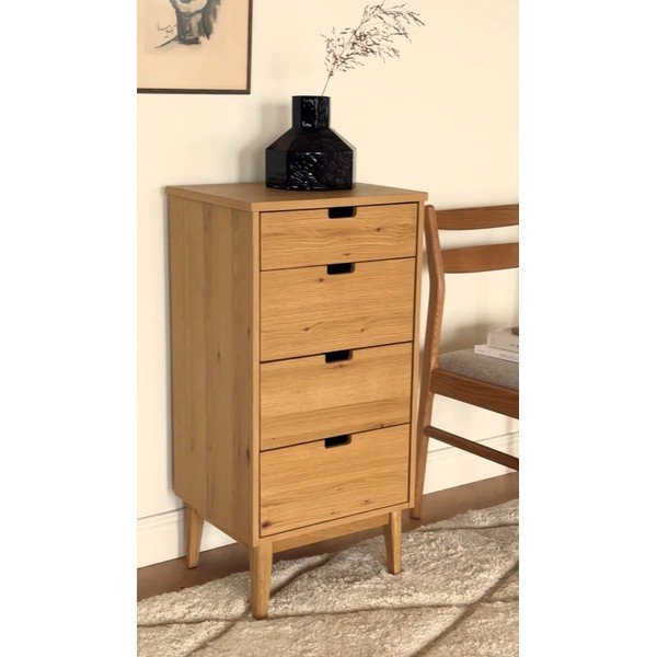 Natūralios spalvos iš ąžuolo masyvo šoninė spintelė 45x92x38 cm Garrison – Rowico-image-1