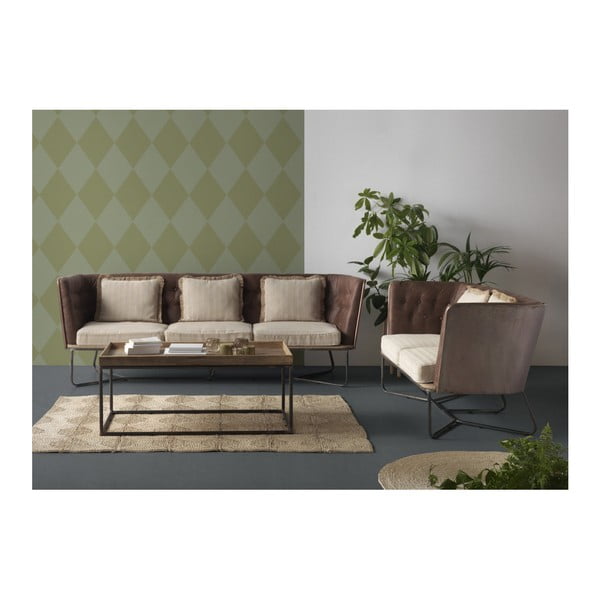 Dviejų vietų sofa su metaline konstrukcija ir "Geese" apmušalais-image-1