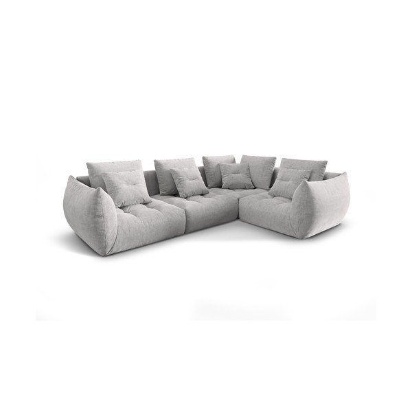 Kampinė sofa šviesiai pilkos spalvos (su dešiniuoju kampu/„L“ formos) Bloom – Micadoni Home-image-3