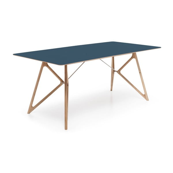 Ąžuolinis valgomojo stalas Tink Linoleum Gazzda, 180 cm, mėlynos spalvos