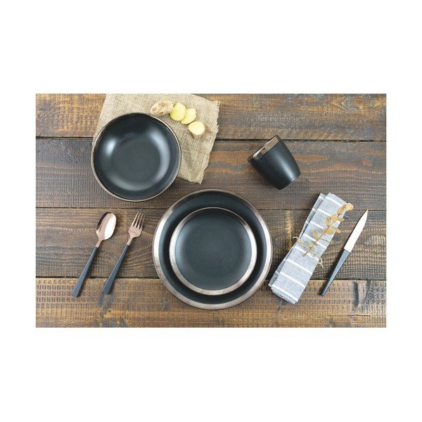 18 dalių juodos keramikos indų rinkinys Villa d'Este Naima-image-1