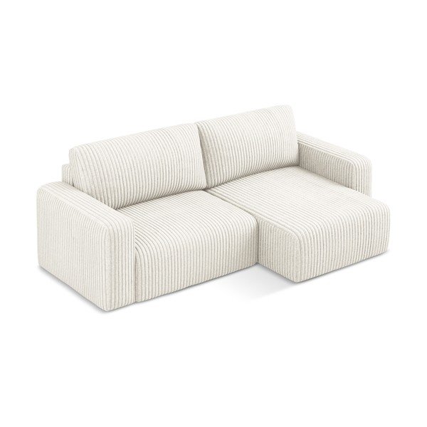 Kreminės spalvos sulankstoma/su sandėliavimo vieta kampinė sofa iš kordinio velveto (su dešiniuoju kampu/su gultu) Kona – Makamii-image-3