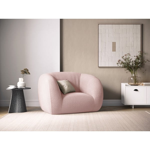 Krėslas iš boucle šviesiai rožinės spalvos Essen – Cosmopolitan Design-image-1