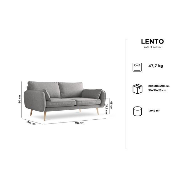 Smėlio spalvos sofa Kooko Home Lento, 198 cm-image-4