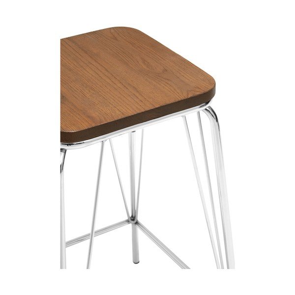 Sidabrinės spalvos/natūralios spalvos iš guobos masyvo taburetė District – Premier Housewares-image-4