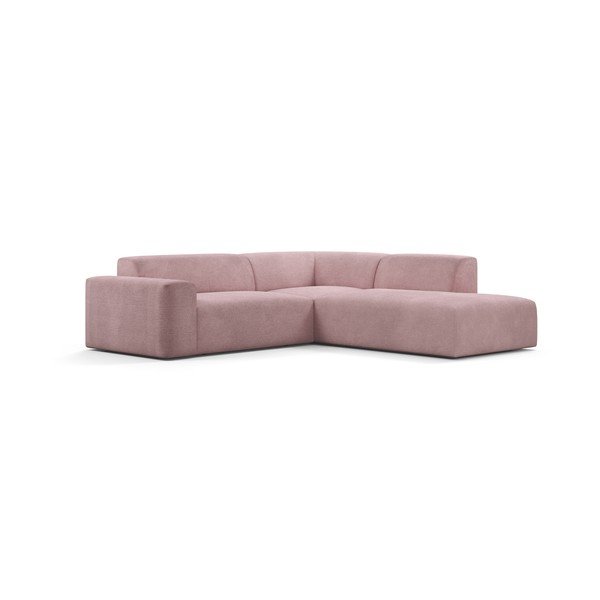 Rožinė aksominė kampinė sofa Marie Claire Home Karen, 260 cm, dešinysis kampas-image-2