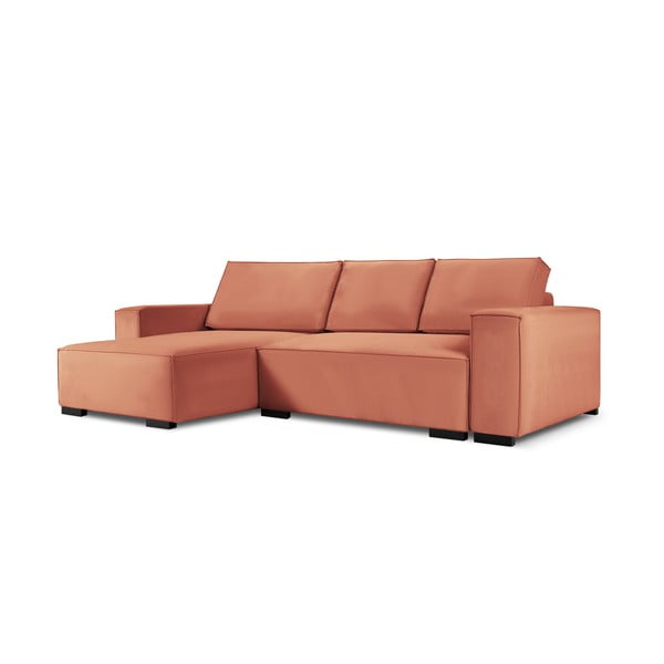 Rožinė aksominė modulinė kampinė sofa-lova Mazzini Sofas Azalea