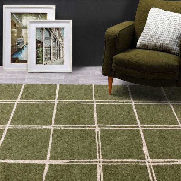 Rankų darbo žalios spalvos iš vilnos kilimas 120x170 cm – Asiatic Carpets-image-1
