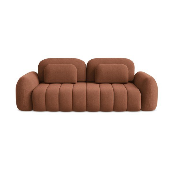 Terakotos spalvos iš boucle sulankstoma/su sandėliavimo vieta sofa 266 cm Pele – Makamii