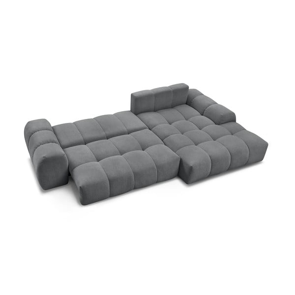 Tamsiai pilkos spalvos iš šenilinio audinio sulankstoma/su sandėliavimo vieta kampinė sofa (su dešiniuoju kampu/su gultu) Everest – Bobochic Paris-image-4