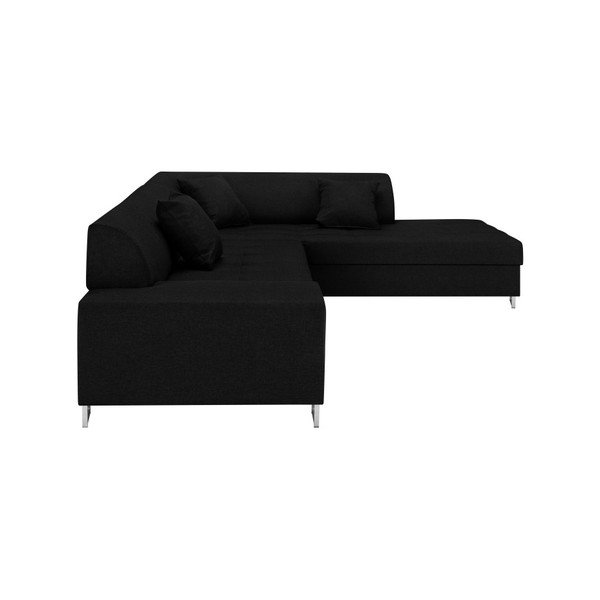 Juoda kampinė sofa-lova su sidabrinėmis kojelėmis "Cosmopolitan Design Orlando", dešinysis kampas-image-2