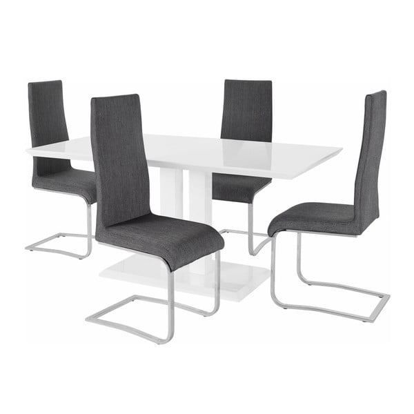 Valgomojo stalo ir 4 pilkų kėdžių komplektas Støraa Mai