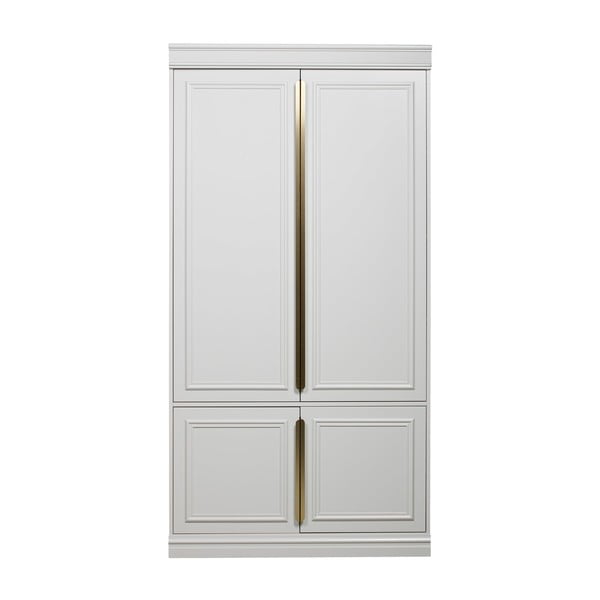 Su klasikinėmis durimis iš pušies masyvo drabužių spinta šviesiai pilkos spalvos 110x215 cm Organize – BePureHome