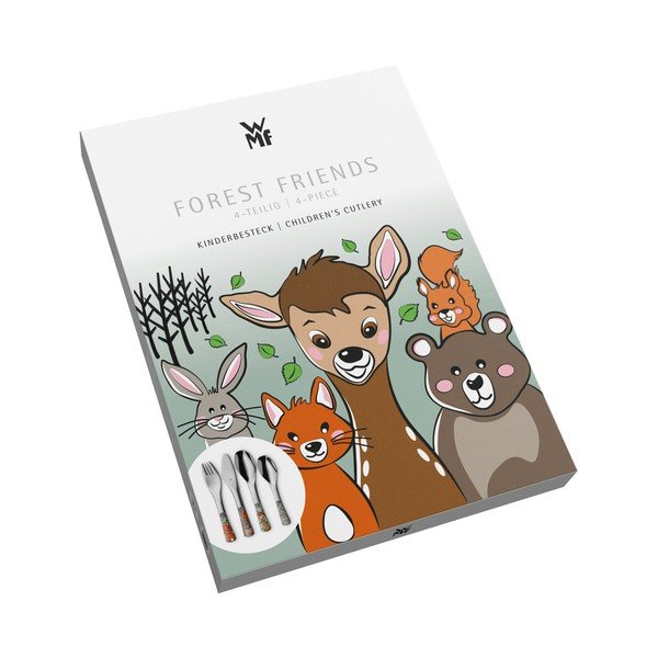 Sidabrinės spalvos vaikiški stalo įrankiai iš nerūdijančio plieno 4 vnt. Forest Friends – WMF-image-1