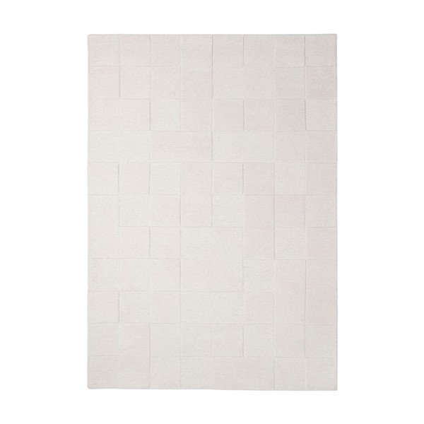 Rankų darbo dramblio kaulo spalvos iš vilnos kilimas 120x170 cm Checkerboard – Flair Rugs