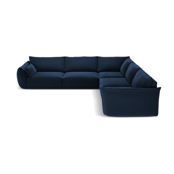 Tamsiai mėlynos spalvos iš velveto kampinė sofa Vanda – Mazzini Sofas