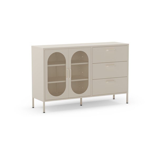 Šoninė spintelė kreminės spalvos 140x90 cm Diora – Marckeric-image-2