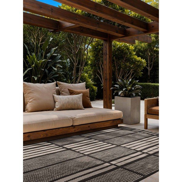 Juodos spalvos/kreminės spalvos lauko ir vidaus kilimas 160x230 cm Haringey Allington – Ted Baker-image-1