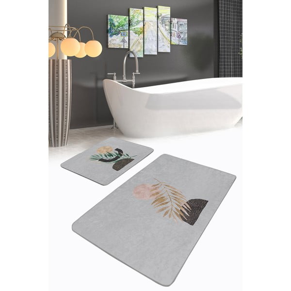 Vonios kilimėliai pilkos spalvos 2 vnt. 60x100 cm – Mila Home-image-1