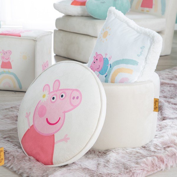 Iš velveto vaikiškas pufas baltos spalvos Peppa Pig – Roba-image-1