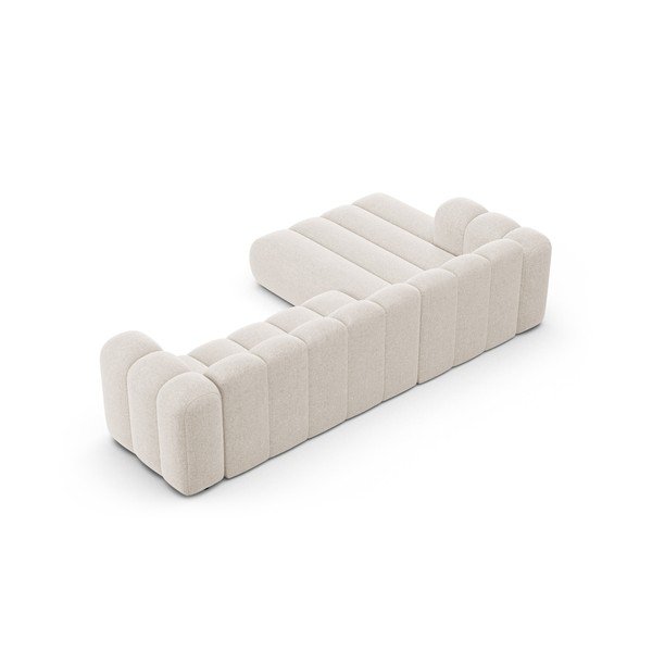Kreminės spalvos kampinė sofa iš šenilinio audinio (su kairiuoju kampu/su gultu) Lupine – Micadoni -image-3