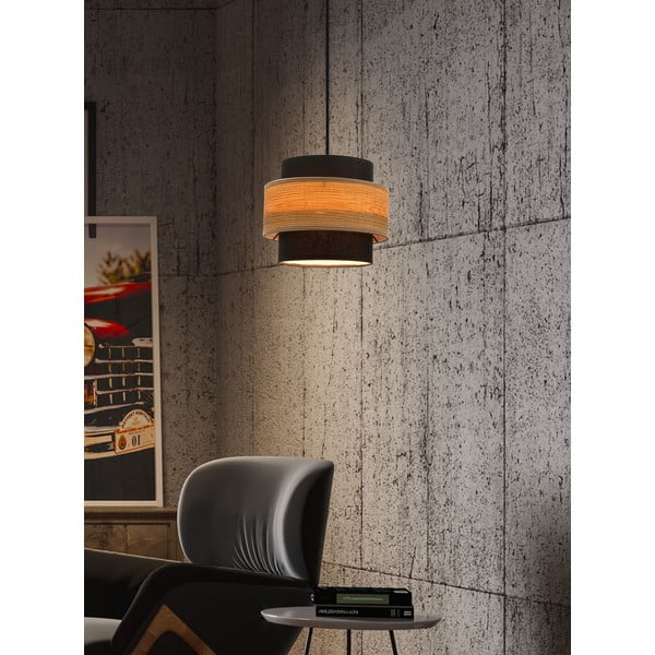 Kabantis šviestuvas juodos spalvos/natūralios spalvos ø 20 cm su tekstiliniu gaubtu Twin – Candellux Lighting-image-1