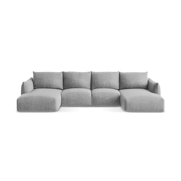 Šviesiai pilkos spalvos sulankstoma kampinė sofa („U“ formos) Leila – Makamii